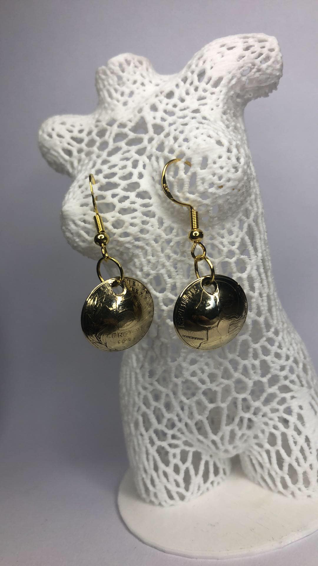 Boucle d'oreilles 5 Centimes Marianne bombé