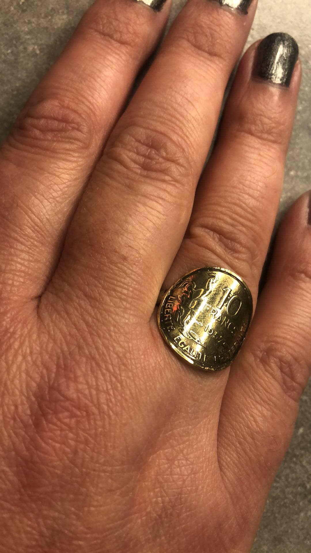 Bague Pieces de monnaie cintre 10 Franc Guiraud; Revers