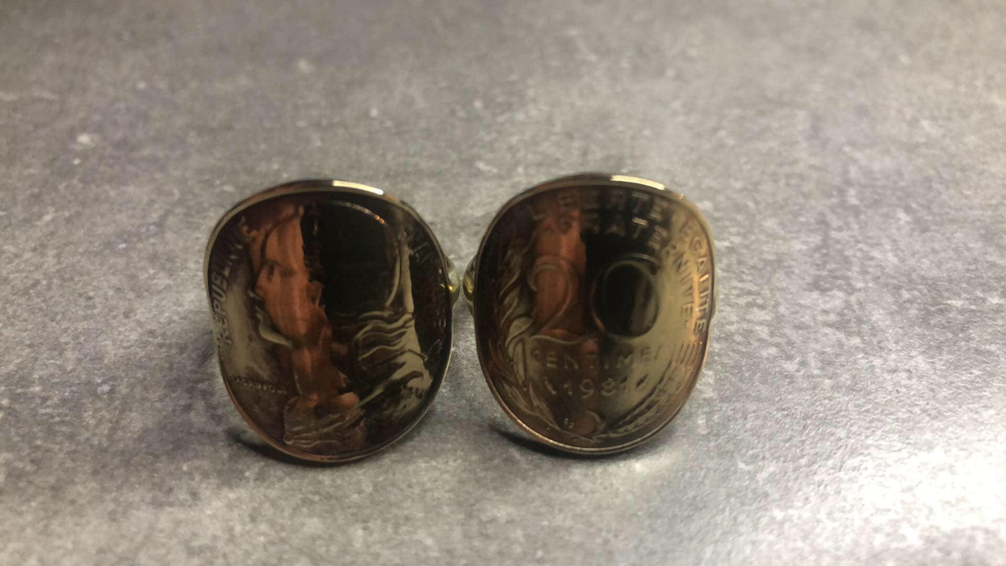 Bague pièce de monnaie Cintrée 20 centimes Marianne ; Revers