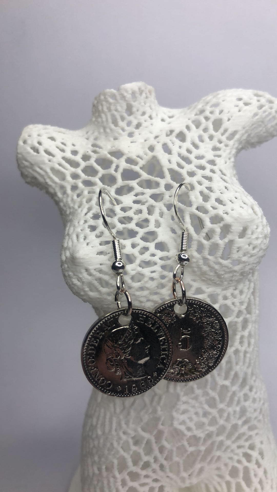 Boucles d'oreilles Monnaies SUISSE 5 Rappen