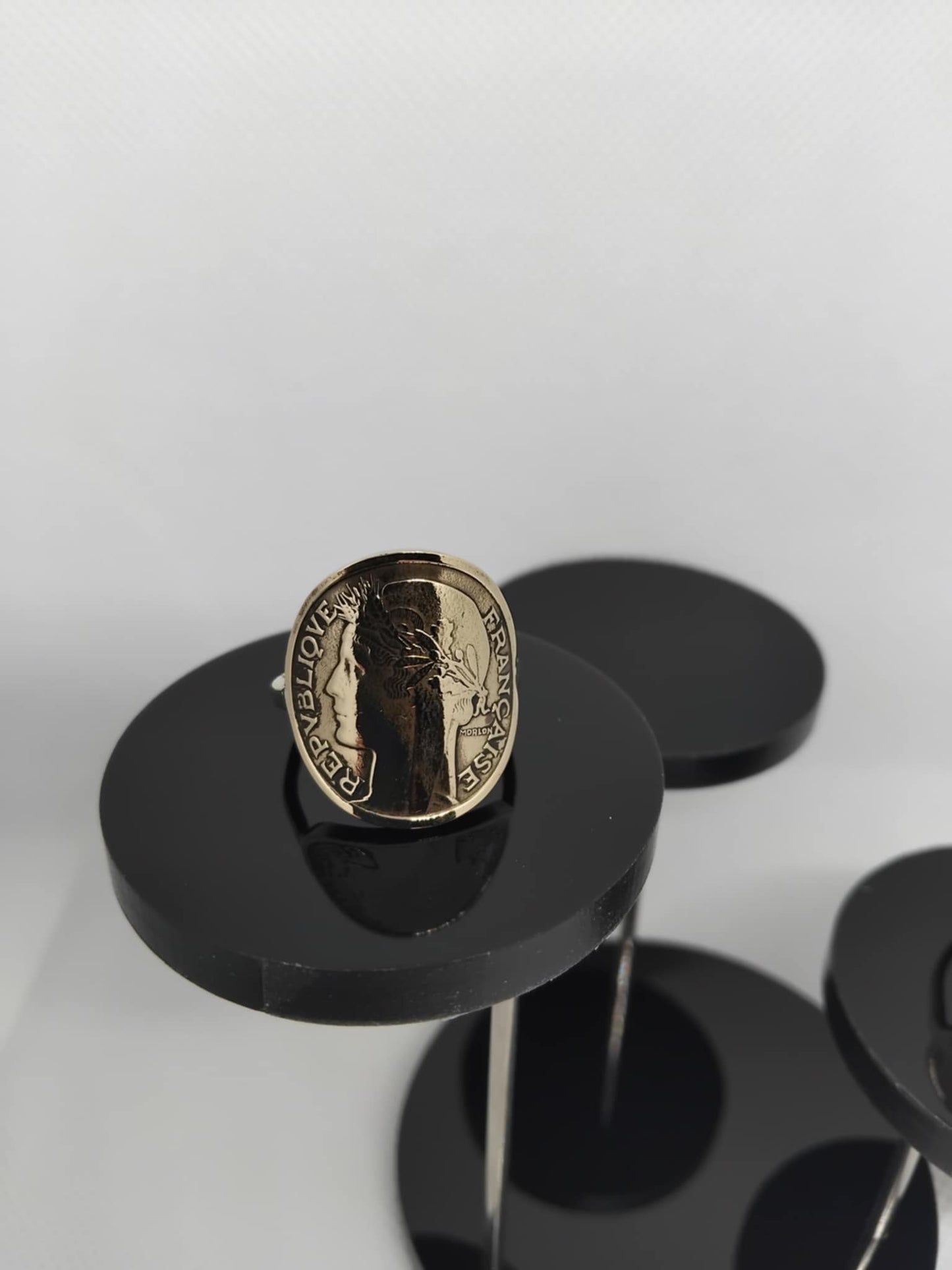 Bague pièce de monnaie Cintrée 1 franc Morlon ;Avers