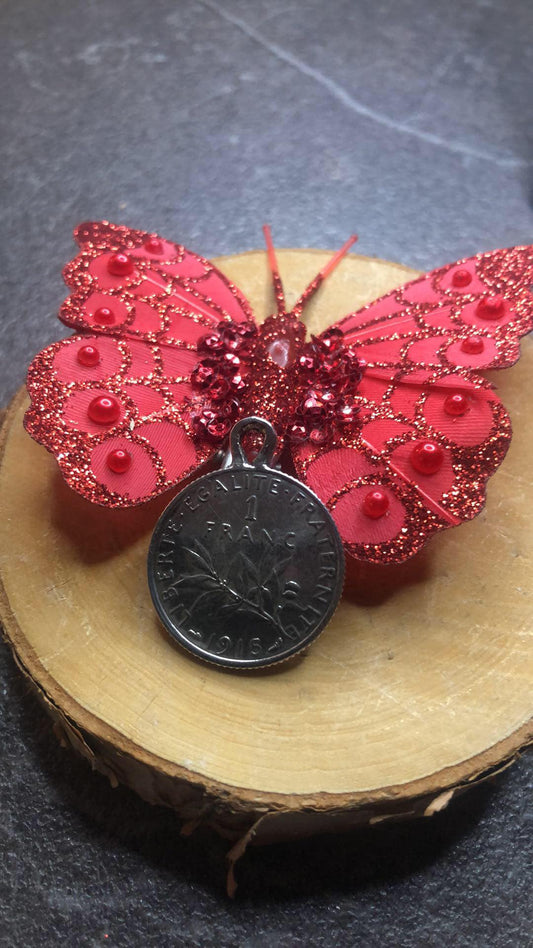 Pendentif fait a partir d une pièces de 1 franc semeuse en argent