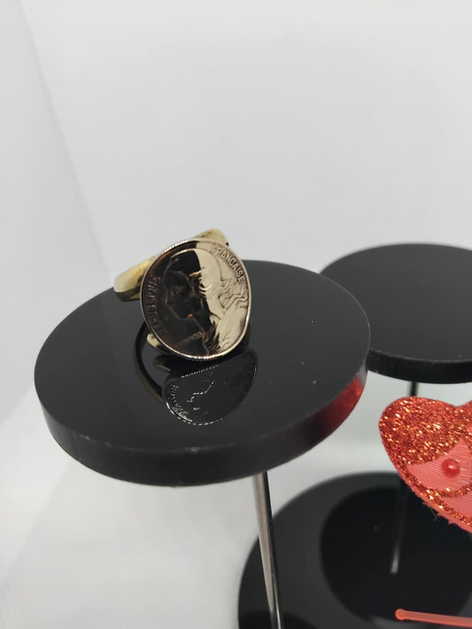 Bague pièce de monnaie 5 centimes Marianne Avers