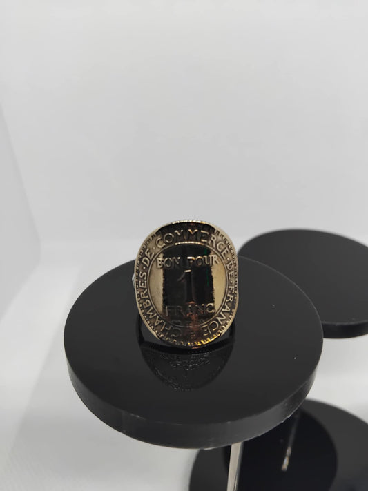 bague pièces de monnaie cintrée bon pour 1 Franc Avers