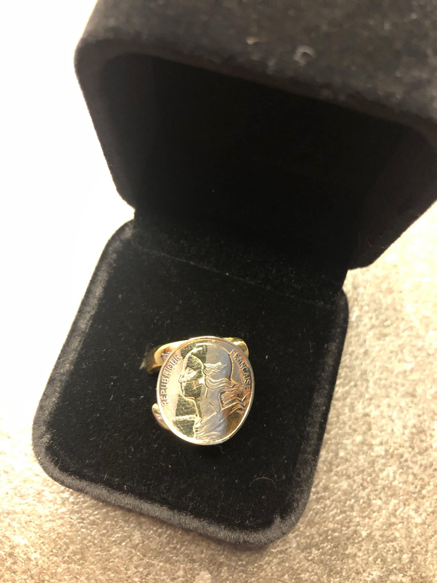 Bague pièce de monnaie 5 centimes Marianne Avers