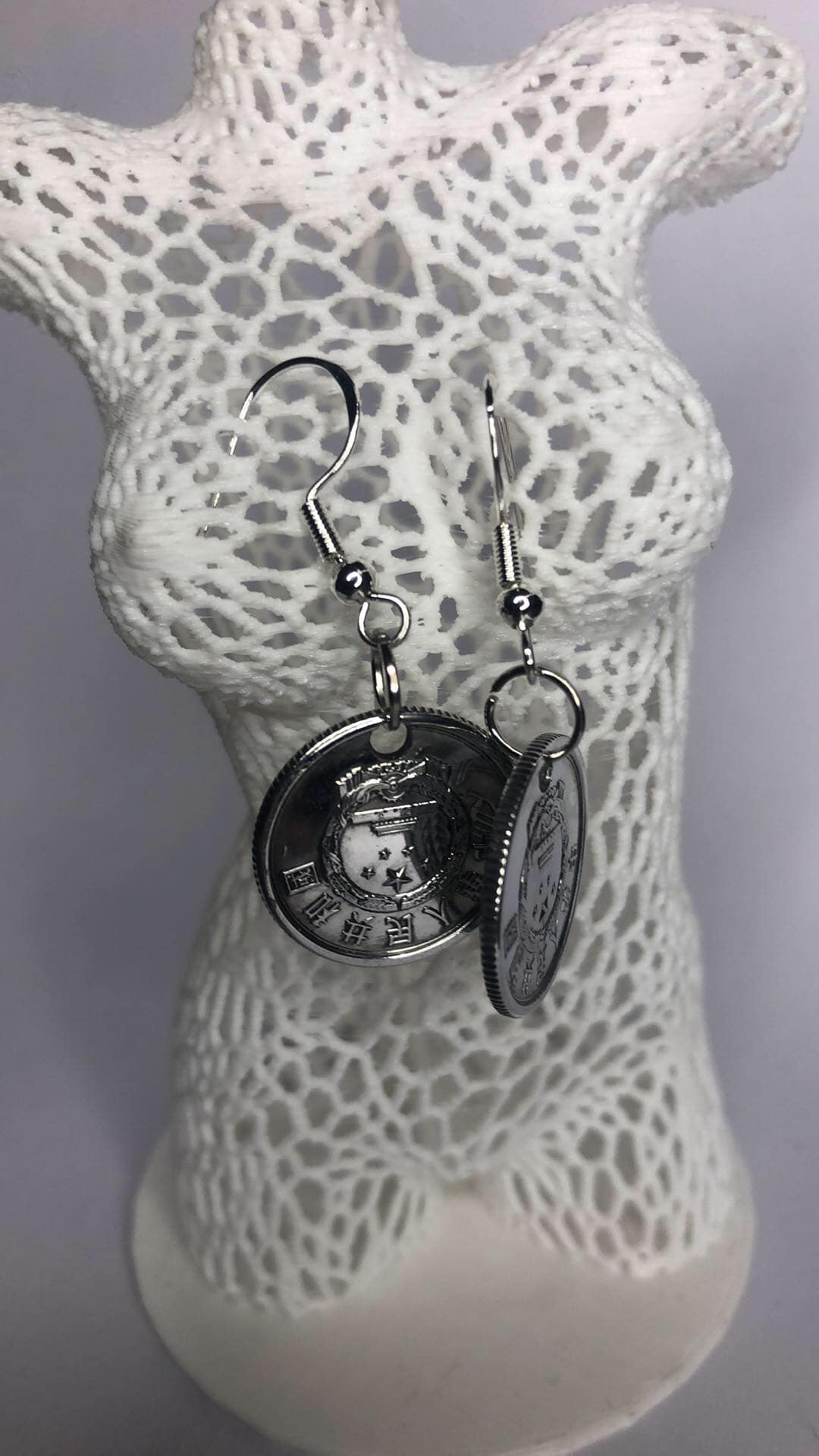 Boucle d'oreilles de CHINE monnaie de 1 YEN