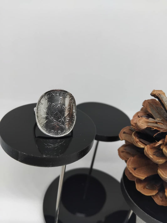 bague de 1 franc semeuse en argent 925