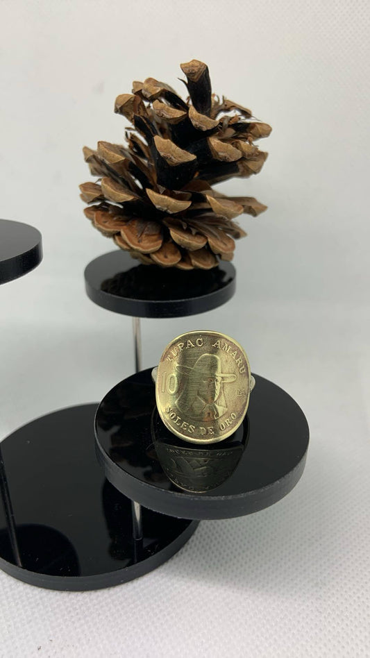 Bague faite a partir d une monnaies Pérou 10 soles de 1979