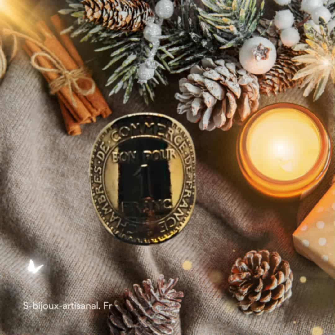 bague pièces de monnaie cintrée bon pour 1 Franc Avers