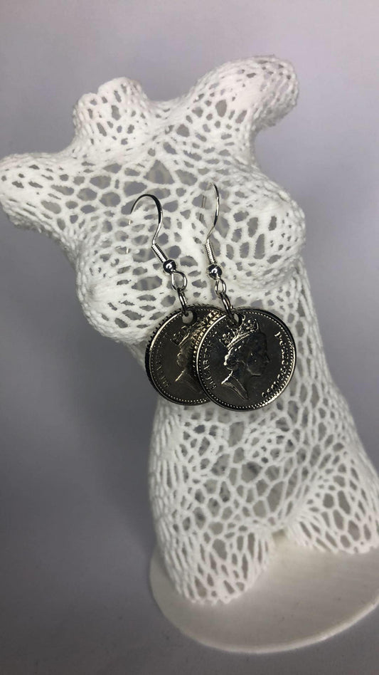 Boucles d'oreilles 5 PENCE du ROYAUME UNI
